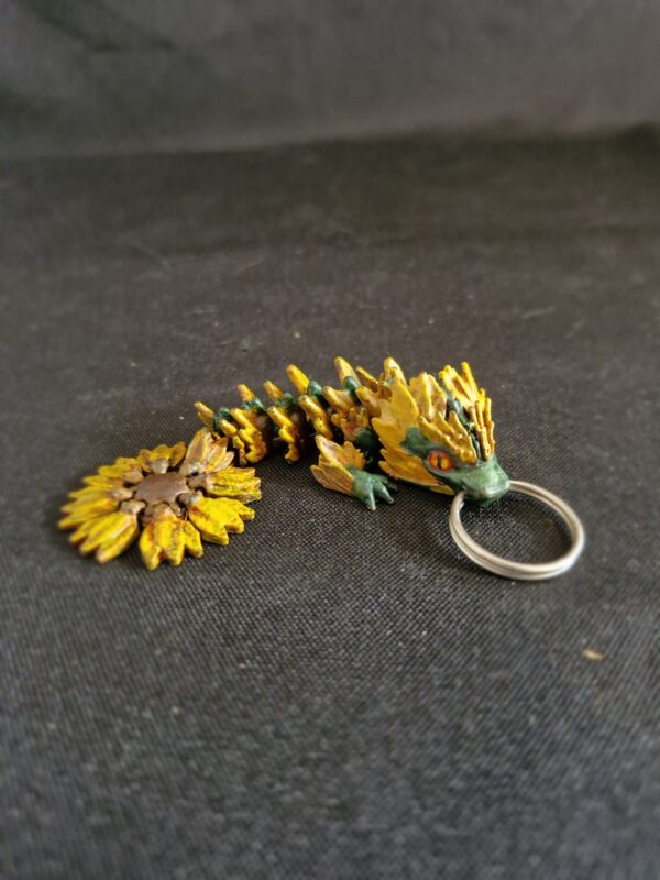 Detailed Articulated Sunflower Dragon Fidget Pendant